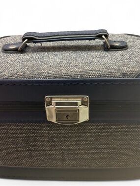 Blue and Gray Travel Case with Top Handle